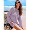 imageANRABESS Women Swimsuit Crochet Swim Cover Up 2026 Summer Bathing Suit Swimwear Mesh Knit Beach Dress Vacation OutfitsLight Purple