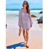 imageANRABESS Women Swimsuit Crochet Swim Cover Up 2026 Summer Bathing Suit Swimwear Mesh Knit Beach Dress Vacation OutfitsLight Purple