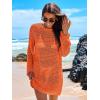 imageANRABESS Women Swimsuit Crochet Swim Cover Up 2026 Summer Bathing Suit Swimwear Mesh Knit Beach Dress Vacation OutfitsOrange