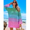 imageANRABESS Women Swimsuit Crochet Swim Cover Up 2026 Summer Bathing Suit Swimwear Mesh Knit Beach Dress Vacation OutfitsRainbow Stripe Colorful