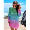 imageANRABESS Women Swimsuit Crochet Swim Cover Up 2026 Summer Bathing Suit Swimwear Mesh Knit Beach Dress Vacation OutfitsRainbow Stripe Colorful