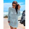 imageANRABESS Women Swimsuit Crochet Swim Cover Up 2026 Summer Bathing Suit Swimwear Mesh Knit Beach Dress Vacation OutfitsSky Blue