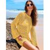 imageANRABESS Women Swimsuit Crochet Swim Cover Up 2026 Summer Bathing Suit Swimwear Mesh Knit Beach Dress Vacation OutfitsYellow