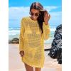 imageANRABESS Women Swimsuit Crochet Swim Cover Up 2026 Summer Bathing Suit Swimwear Mesh Knit Beach Dress Vacation OutfitsYellow