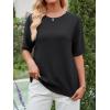 imageANRABESS Womens Short Sleeve Sweater Wool Blend Crewneck Lightweight Sweaters Tops Summer Spring Business Casual OutfitsBlack