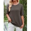 imageANRABESS Womens Short Sleeve Sweater Wool Blend Crewneck Lightweight Sweaters Tops Summer Spring Business Casual OutfitsDrak Taupe
