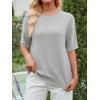 imageANRABESS Womens Short Sleeve Sweater Wool Blend Crewneck Lightweight Sweaters Tops Summer Spring Business Casual OutfitsLight Grey