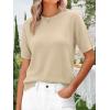 imageANRABESS Womens Short Sleeve Sweater Wool Blend Crewneck Lightweight Sweaters Tops Summer Spring Business Casual OutfitsParchment