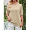 imageANRABESS Womens Short Sleeve Sweater Wool Blend Crewneck Lightweight Sweaters Tops Summer Spring Business Casual OutfitsParchment