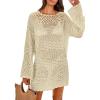 imageANRABESS Women Swimsuit Crochet Swim Cover Up 2026 Summer Bathing Suit Swimwear Mesh Knit Beach Dress Vacation OutfitsBeige