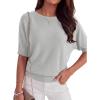 imageANRABESS Womens Short Sleeve Sweater Wool Blend Crewneck Lightweight Sweaters Tops Summer Spring Business Casual OutfitsLight Grey