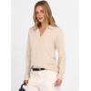 imageANRABESS Womens Polo V Neck Long Sleeve Sweaters Lightweight Dressy Casual Business Basic Knit Pullover Top 2026 Fall OutfitsAlmond