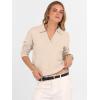 imageANRABESS Womens Polo V Neck Long Sleeve Sweaters Lightweight Dressy Casual Business Basic Knit Pullover Top 2026 Fall OutfitsAlmond