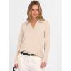 imageANRABESS Womens Polo V Neck Long Sleeve Sweaters Lightweight Dressy Casual Business Basic Knit Pullover Top 2026 Fall OutfitsAlmond