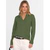 imageANRABESS Womens Polo V Neck Long Sleeve Sweaters Lightweight Dressy Casual Business Basic Knit Pullover Top 2026 Fall OutfitsArmy Green