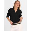 imageANRABESS Womens Polo V Neck Long Sleeve Sweaters Lightweight Dressy Casual Business Basic Knit Pullover Top 2026 Fall OutfitsBlack