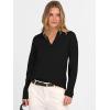 imageANRABESS Womens Polo V Neck Long Sleeve Sweaters Lightweight Dressy Casual Business Basic Knit Pullover Top 2026 Fall OutfitsBlack