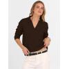 imageANRABESS Womens Polo V Neck Long Sleeve Sweaters Lightweight Dressy Casual Business Basic Knit Pullover Top 2026 Fall OutfitsCoffee