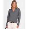 imageANRABESS Womens Polo V Neck Long Sleeve Sweaters Lightweight Dressy Casual Business Basic Knit Pullover Top 2026 Fall OutfitsDark Gray