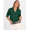 imageANRABESS Womens Polo V Neck Long Sleeve Sweaters Lightweight Dressy Casual Business Basic Knit Pullover Top 2026 Fall OutfitsForest Green