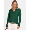 imageANRABESS Womens Polo V Neck Long Sleeve Sweaters Lightweight Dressy Casual Business Basic Knit Pullover Top 2026 Fall OutfitsForest Green