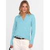 imageANRABESS Womens Polo V Neck Long Sleeve Sweaters Lightweight Dressy Casual Business Basic Knit Pullover Top 2026 Fall OutfitsLight Blue
