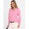 imageANRABESS Womens Polo V Neck Long Sleeve Sweaters Lightweight Dressy Casual Business Basic Knit Pullover Top 2026 Fall OutfitsPink