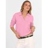 imageANRABESS Womens Polo V Neck Long Sleeve Sweaters Lightweight Dressy Casual Business Basic Knit Pullover Top 2026 Fall OutfitsPink