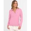imageANRABESS Womens Polo V Neck Long Sleeve Sweaters Lightweight Dressy Casual Business Basic Knit Pullover Top 2026 Fall OutfitsPink
