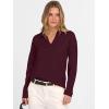 imageANRABESS Womens Polo V Neck Long Sleeve Sweaters Lightweight Dressy Casual Business Basic Knit Pullover Top 2026 Fall OutfitsRed