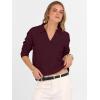 imageANRABESS Womens Polo V Neck Long Sleeve Sweaters Lightweight Dressy Casual Business Basic Knit Pullover Top 2026 Fall OutfitsRed