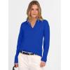 imageANRABESS Womens Polo V Neck Long Sleeve Sweaters Lightweight Dressy Casual Business Basic Knit Pullover Top 2026 Fall OutfitsRoyal Blue