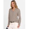 imageANRABESS Womens Polo V Neck Long Sleeve Sweaters Lightweight Dressy Casual Business Basic Knit Pullover Top 2026 Fall OutfitsTan