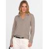 imageANRABESS Womens Polo V Neck Long Sleeve Sweaters Lightweight Dressy Casual Business Basic Knit Pullover Top 2026 Fall OutfitsTan