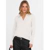 imageANRABESS Womens Polo V Neck Long Sleeve Sweaters Lightweight Dressy Casual Business Basic Knit Pullover Top 2026 Fall OutfitsWhite