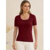 imageANRABESS Womens Short Sleeve Sweaters Summer Scoop Neck Casual Basic Shirts Knit Pullover Work Tops 2026 Spring OutfitsWine Red