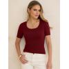 imageANRABESS Womens Short Sleeve Sweaters Summer Scoop Neck Casual Basic Shirts Knit Pullover Work Tops 2026 Spring OutfitsWine Red