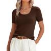 imageANRABESS Womens Short Sleeve Sweaters Summer Scoop Neck Casual Basic Shirts Knit Pullover Work Tops 2026 Spring OutfitsChocolate Brown