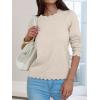 imageANRABESS Sweaters for Women Loose Fit Lightweight Soft Dressy Scalloped Long Sleeve Pullover Tops 2026 Fall Casual OutfitsAlmond