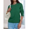 imageANRABESS Sweaters for Women Loose Fit Lightweight Soft Dressy Scalloped Long Sleeve Pullover Tops 2026 Fall Casual OutfitsForest Green