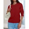 imageANRABESS Sweaters for Women Loose Fit Lightweight Soft Dressy Scalloped Long Sleeve Pullover Tops 2026 Fall Casual OutfitsRed
