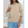 imageANRABESS Sweaters for Women Loose Fit Lightweight Soft Dressy Scalloped Long Sleeve Pullover Tops 2026 Fall Casual OutfitsTan