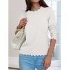 imageANRABESS Sweaters for Women Loose Fit Lightweight Soft Dressy Scalloped Long Sleeve Pullover Tops 2026 Fall Casual OutfitsWhite