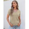 imageANRABESS Women Short Sleeve Sweaters Wool Blend V Neck Sweater Shirts Business Casual Work Tops 2026 Summer Vacation OutfitsAlmond