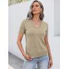 imageANRABESS Women Short Sleeve Sweaters Wool Blend V Neck Sweater Shirts Business Casual Work Tops 2026 Summer Vacation OutfitsAlmond