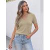 imageANRABESS Women Short Sleeve Sweaters Wool Blend V Neck Sweater Shirts Business Casual Work Tops 2026 Summer Vacation OutfitsAlmond