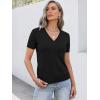 imageANRABESS Women Short Sleeve Sweaters Wool Blend V Neck Sweater Shirts Business Casual Work Tops 2026 Summer Vacation OutfitsBlack