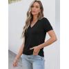 imageANRABESS Women Short Sleeve Sweaters Wool Blend V Neck Sweater Shirts Business Casual Work Tops 2026 Summer Vacation OutfitsBlack