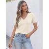 imageANRABESS Women Short Sleeve Sweaters Wool Blend V Neck Sweater Shirts Business Casual Work Tops 2026 Summer Vacation OutfitsCream White