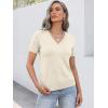 imageANRABESS Women Short Sleeve Sweaters Wool Blend V Neck Sweater Shirts Business Casual Work Tops 2026 Summer Vacation OutfitsCream White